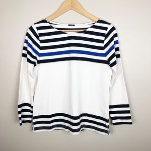 J. Crew Blue Striped 3/4 Sleeve Tee
